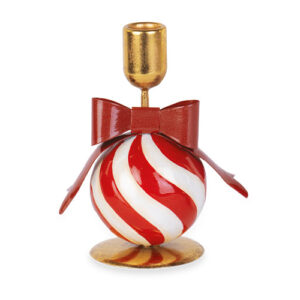 Red & White Candy Cane Metal Candle Holder – 17cm