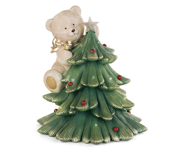 Teddy Bear with Christmas Tree LED Decoration – 38cm