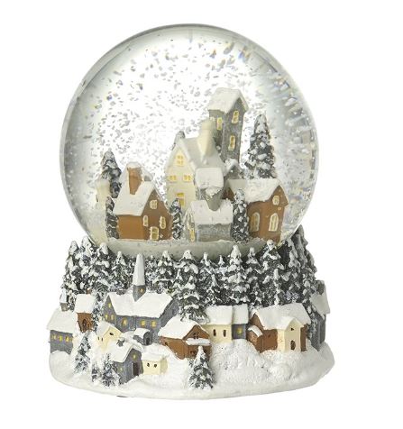 Musical Snowy Christmas Village Snow Globe - 14X10CM