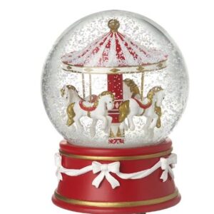 Musical Christmas Carousel Snow Globe - 15X10CM