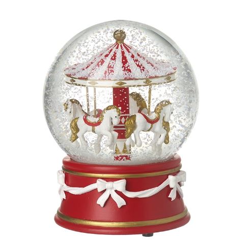 Musical Christmas Carousel Snow Globe - 15X10CM