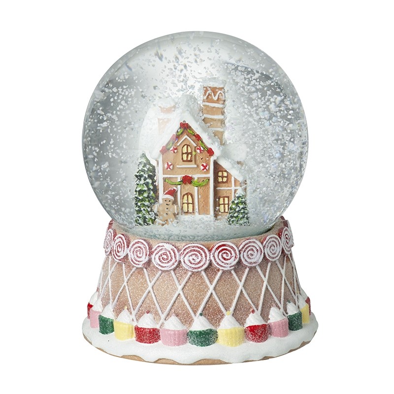 Musical Gingerbread Christmas House Snow Globe - 14X10CM