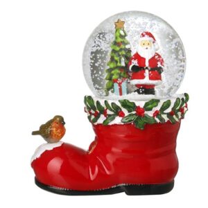 Santa & Christmas Tree Boot Snow Globe - 12X9CM